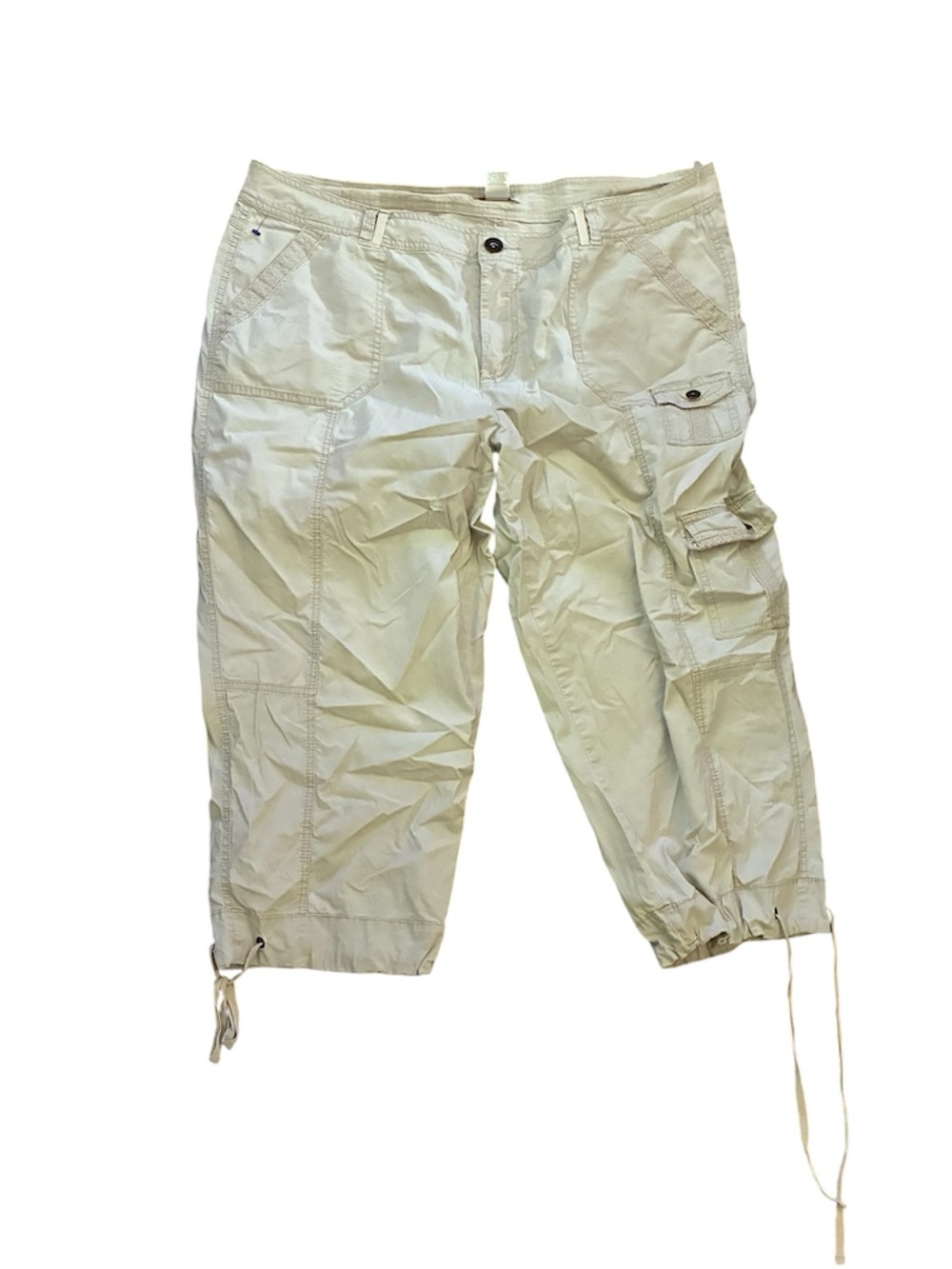 Dressbarn Cargo Crop Pants Utility Pockets Beige 18